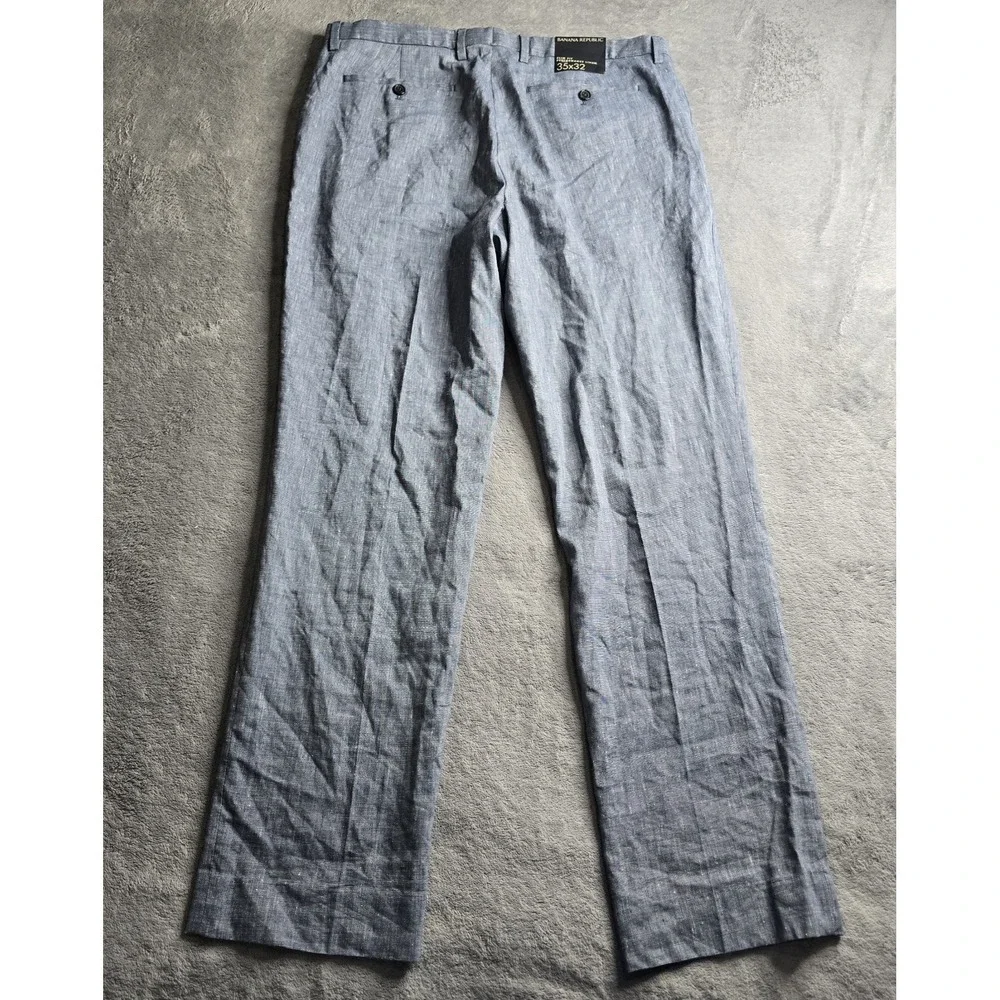 NWT Banana Republic Pants Mens 35x32 Navy Blue Slim Fit Performance Linen City